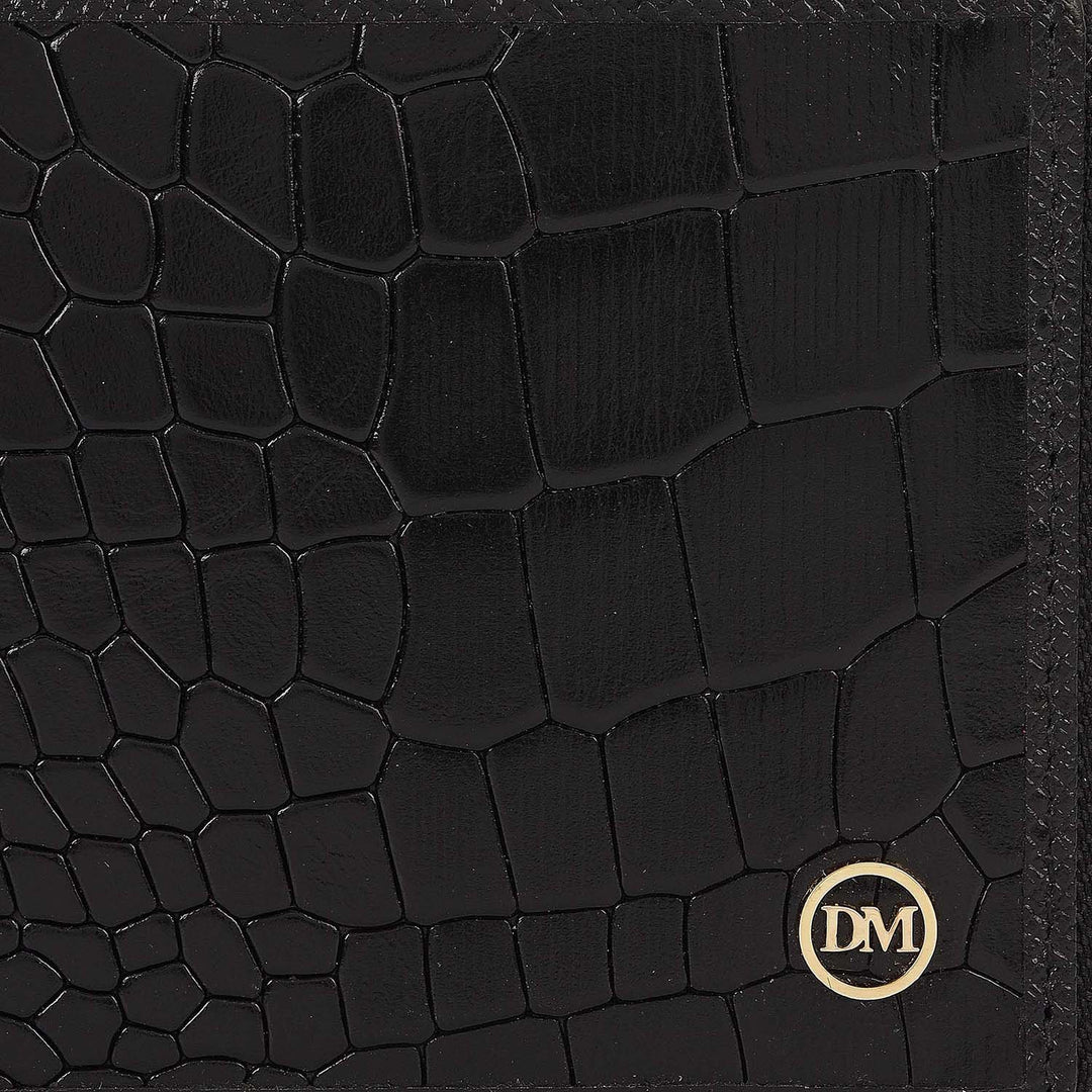Croco Leather Ladies Wallet - Black
