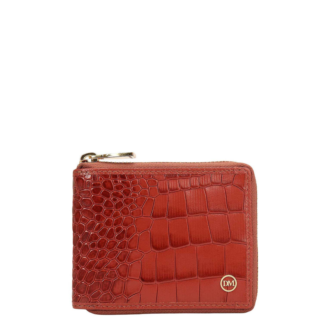 Croco Leather Ladies Wallet - Brick