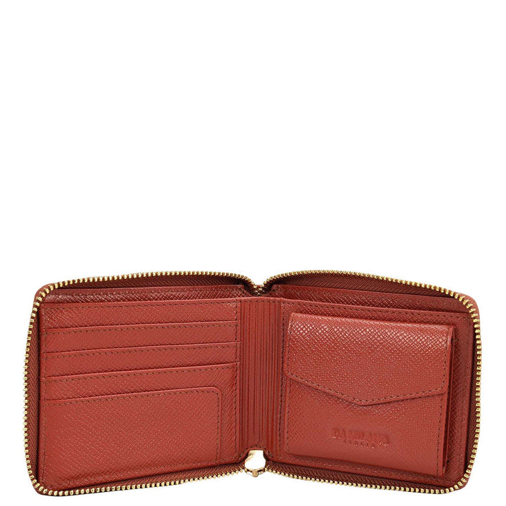 Croco Leather Ladies Wallet - Brick