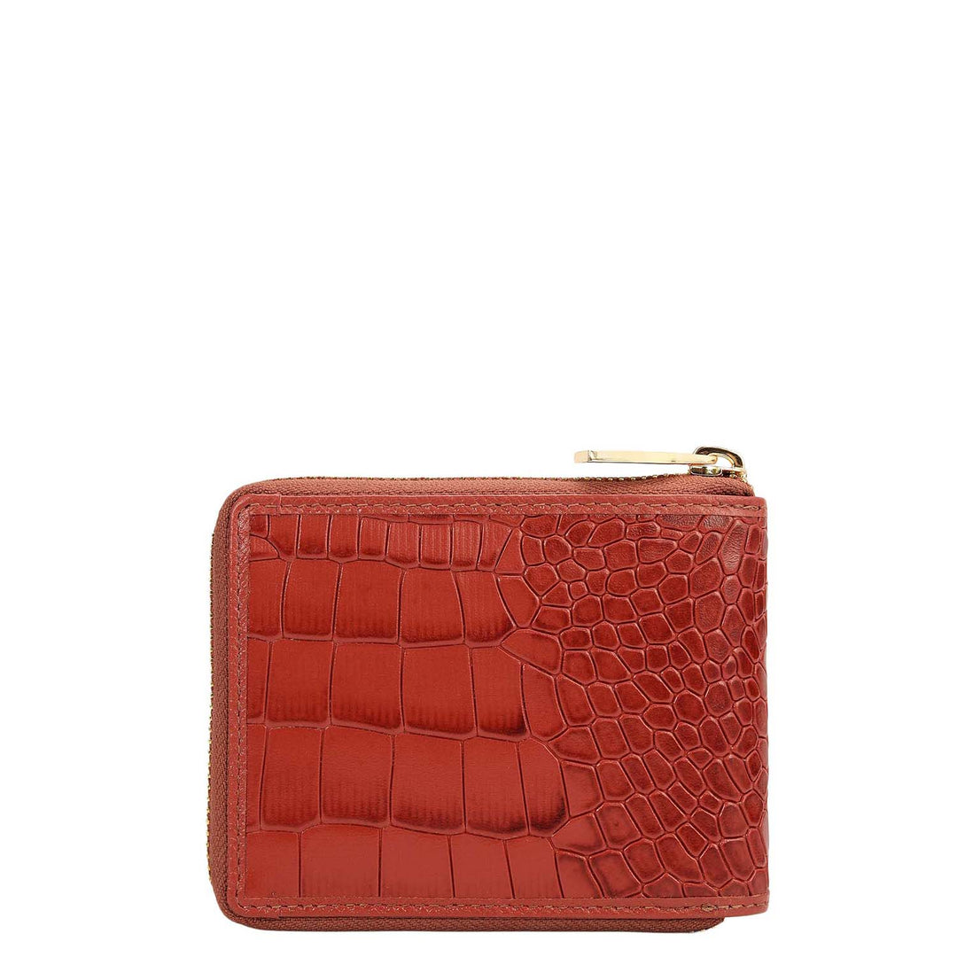 Croco Leather Ladies Wallet - Brick