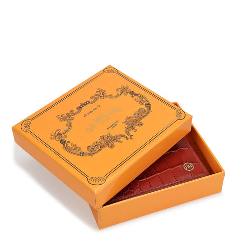 Croco Leather Ladies Wallet - Brick