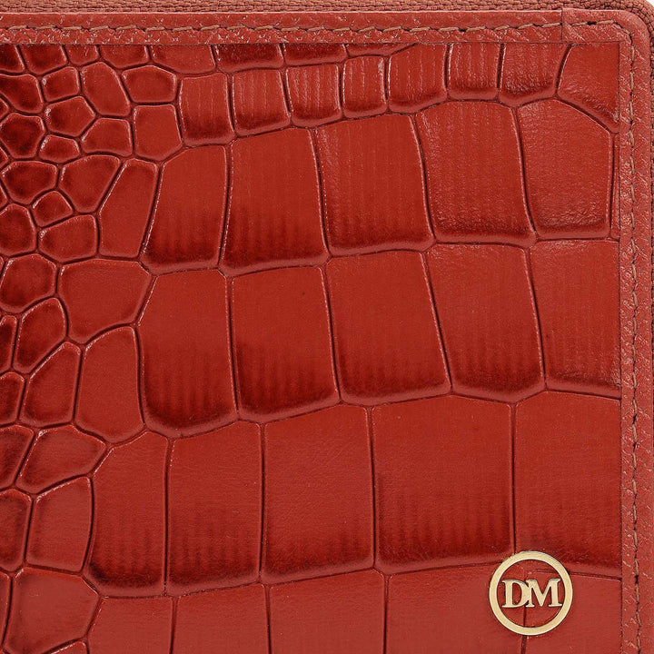Croco Leather Ladies Wallet - Brick