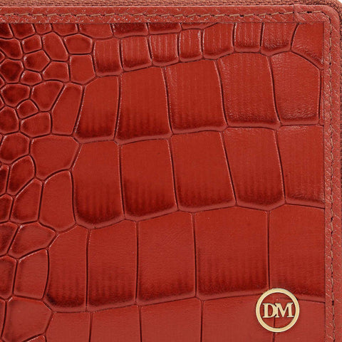 Croco Leather Ladies Wallet - Brick