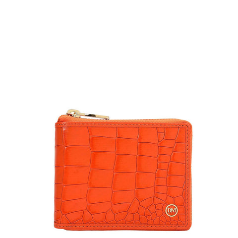 Croco Leather Ladies Wallet - Pumpkin