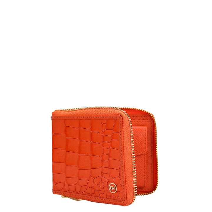Croco Leather Ladies Wallet - Pumpkin