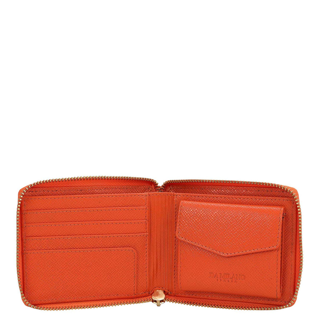 Croco Leather Ladies Wallet - Pumpkin