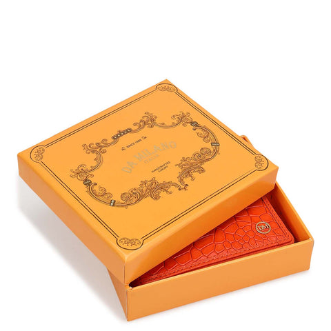 Croco Leather Ladies Wallet - Pumpkin
