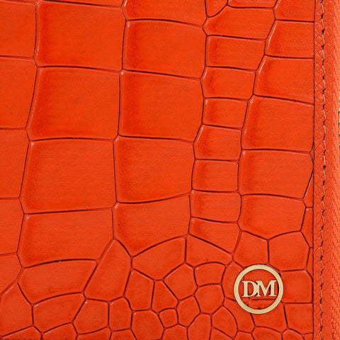 Croco Leather Ladies Wallet - Pumpkin