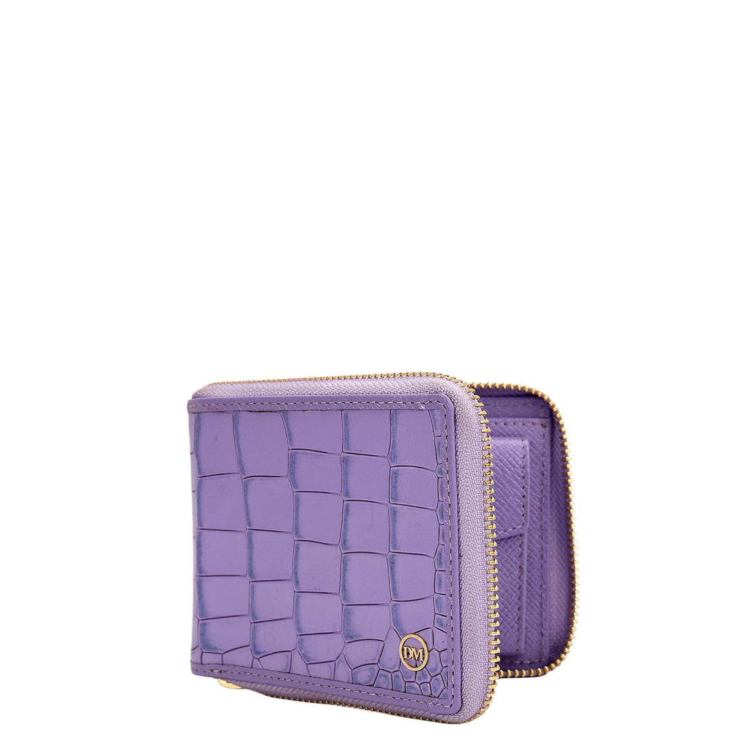 Croco Leather Ladies Wallet - Purple Haze