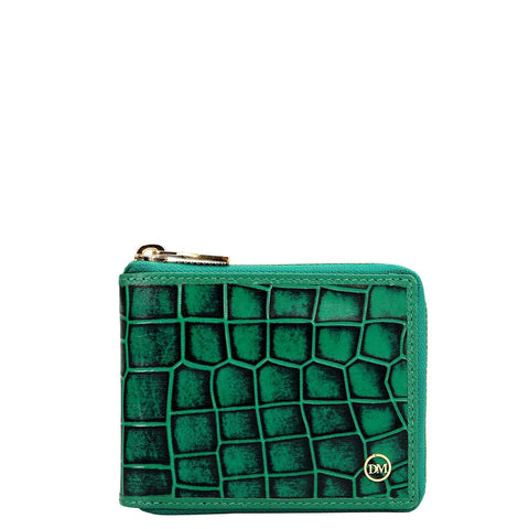 Croco Leather Ladies Wallet - Sea Weed
