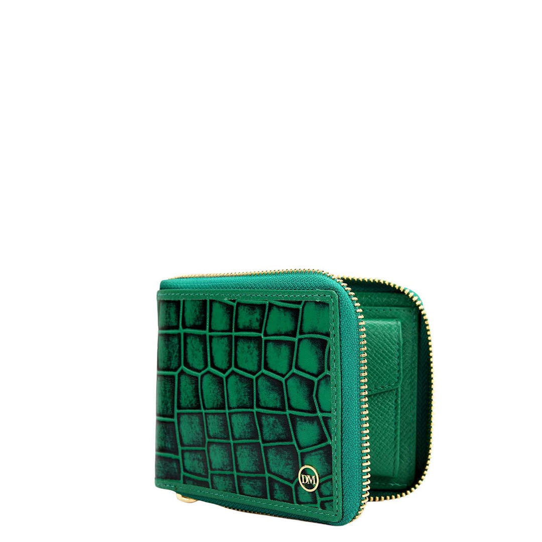 Croco Leather Ladies Wallet - Sea Weed