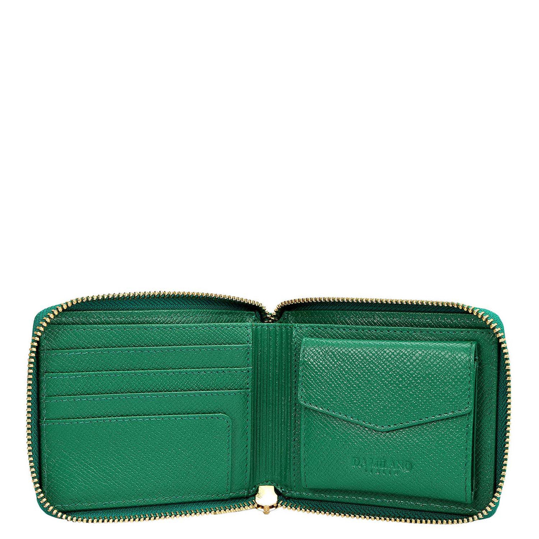 Croco Leather Ladies Wallet - Sea Weed