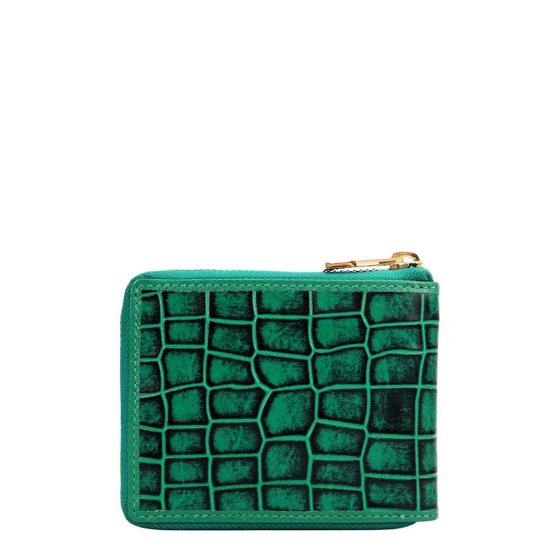 Croco Leather Ladies Wallet - Sea Weed
