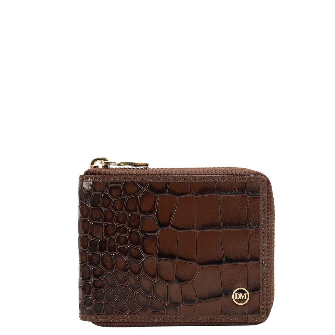 Croco Leather Ladies Wallet - Walnut