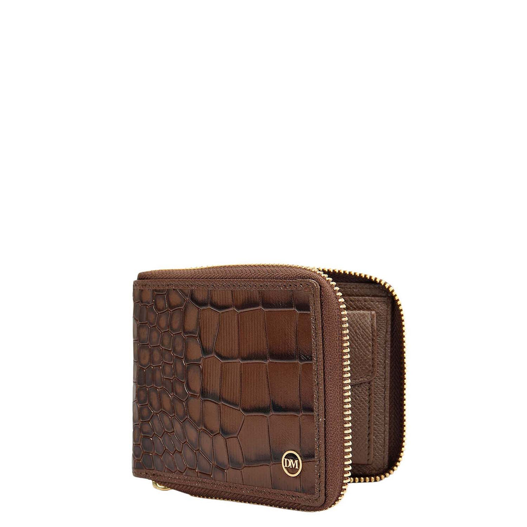 Croco Leather Ladies Wallet - Walnut