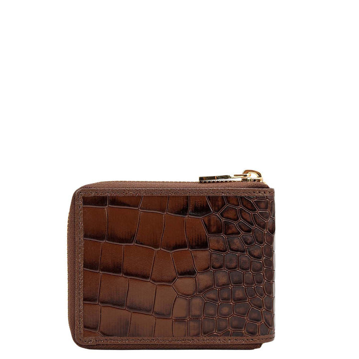 Croco Leather Ladies Wallet - Walnut