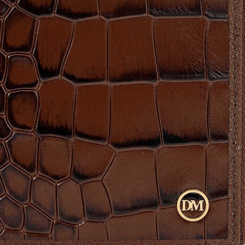 Croco Leather Ladies Wallet - Walnut