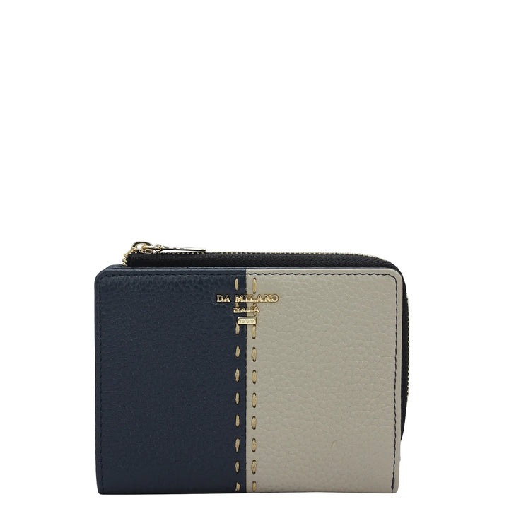 Wax Leather Ladies Wallet - Navy & Khaki