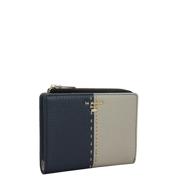 Wax Leather Ladies Wallet - Navy & Khaki