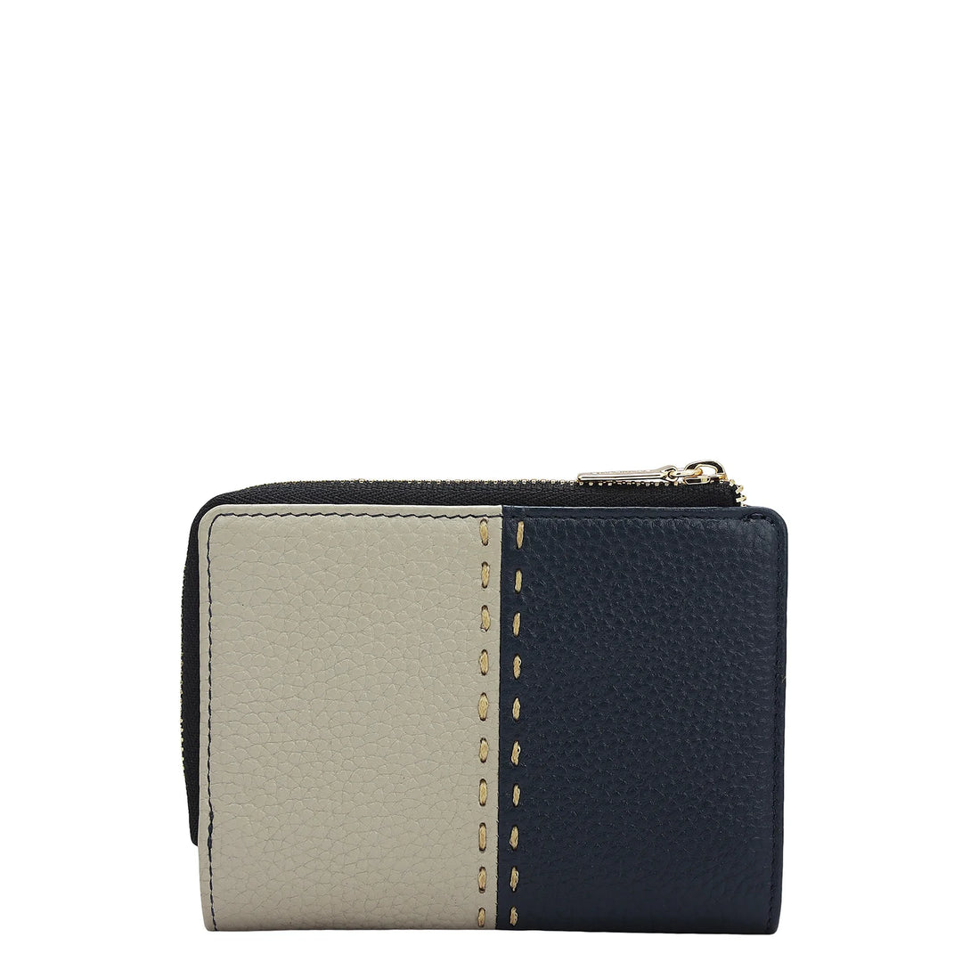 Wax Leather Ladies Wallet - Navy & Khaki