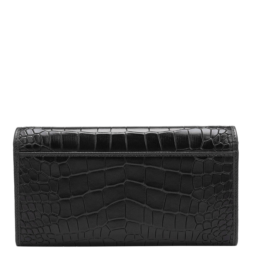 Croco Leather Ladies Wallet - Black