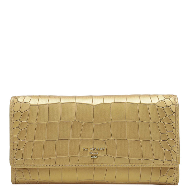 Croco Leather Ladies Wallet - Gold