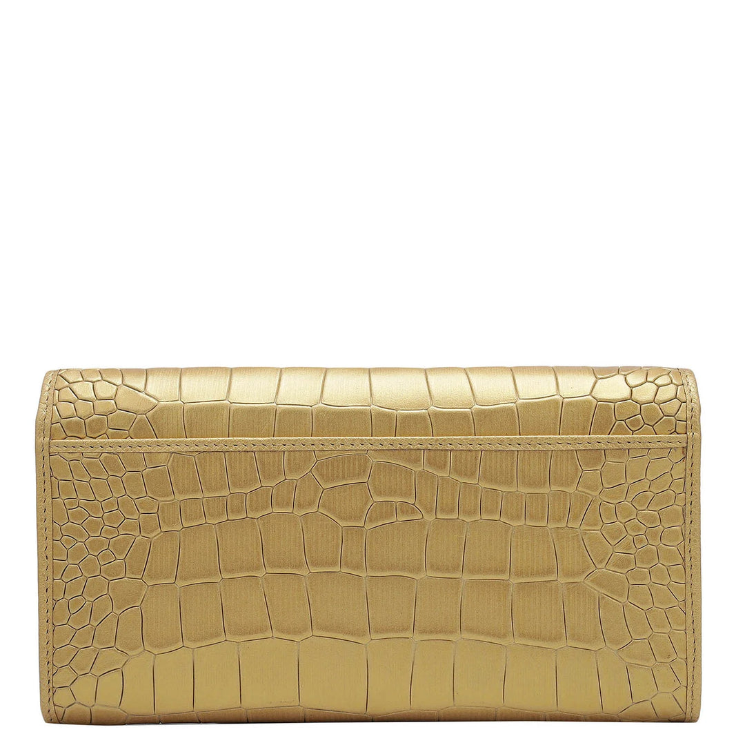 Croco Leather Ladies Wallet - Gold