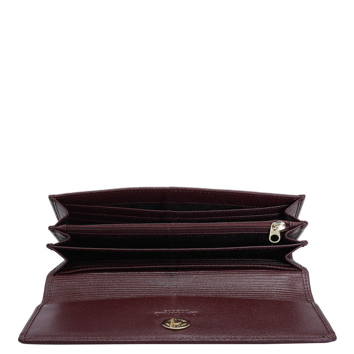 Croco Leather Ladies Wallet - Wine