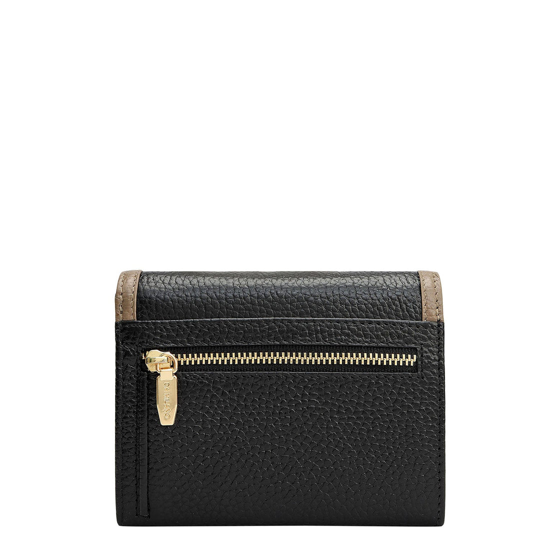 Wax Leather Ladies Wallet - Black