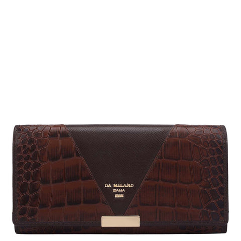 Croco Franzy Leather Ladies Wallet - Date