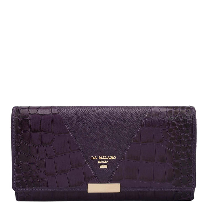 Croco Franzy Leather Ladies Wallet - Grapevine