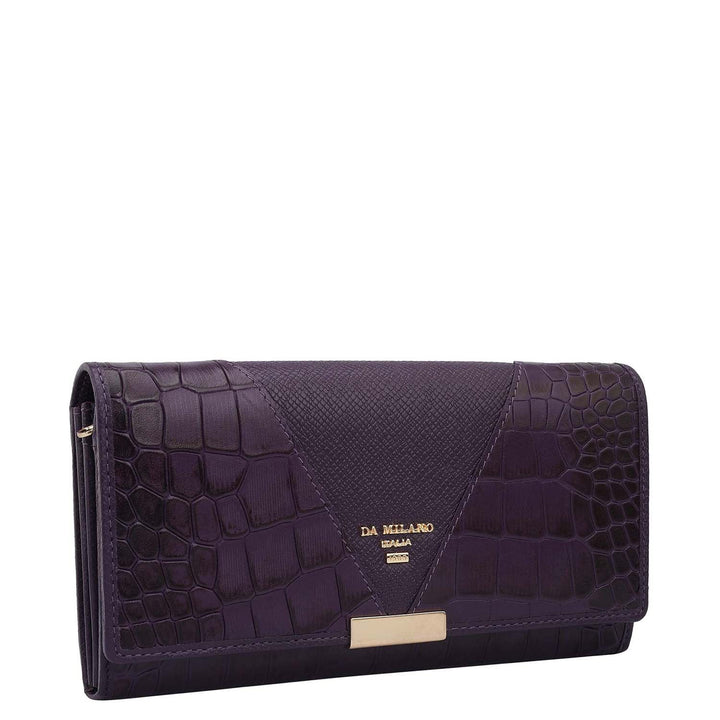 Croco Franzy Leather Ladies Wallet - Grapevine