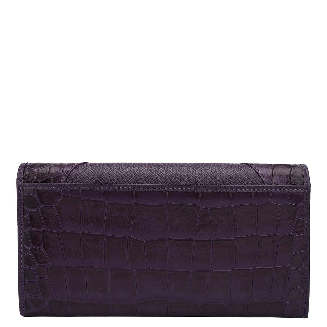 Croco Franzy Leather Ladies Wallet - Grapevine