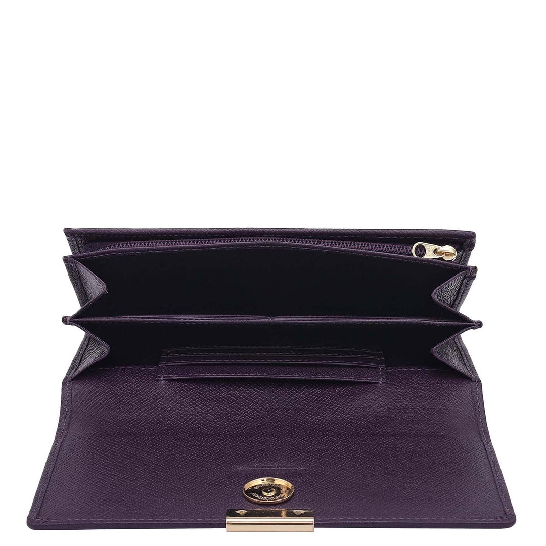 Croco Franzy Leather Ladies Wallet - Grapevine