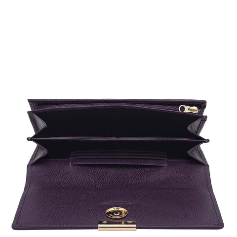 Croco Franzy Leather Ladies Wallet - Grapevine