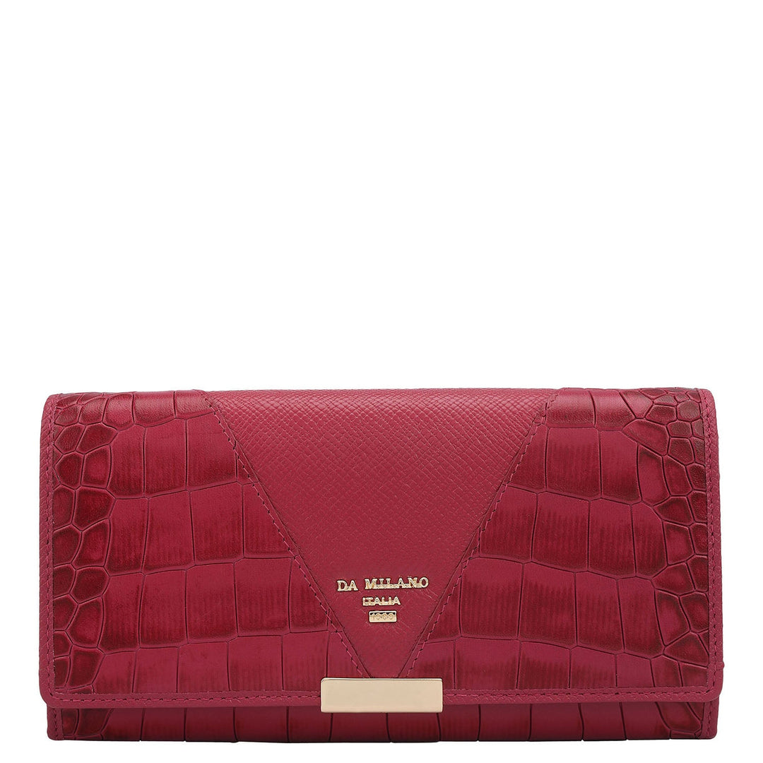 Croco Franzy Leather Ladies Wallet - Plumberry