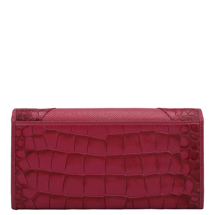 Croco Franzy Leather Ladies Wallet - Plumberry