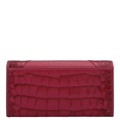 Croco Franzy Leather Ladies Wallet - Plumberry