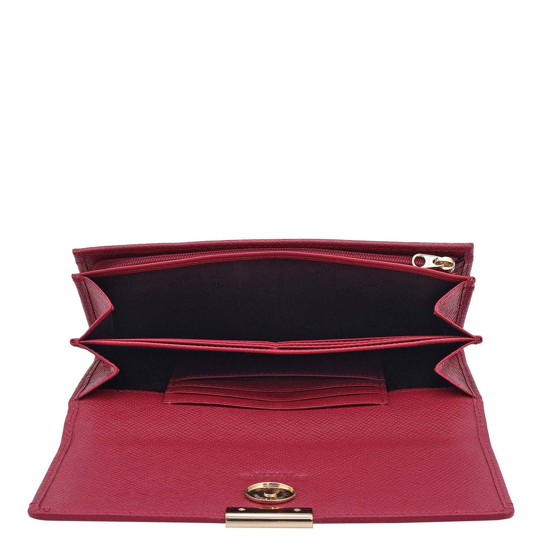 Croco Franzy Leather Ladies Wallet - Plumberry