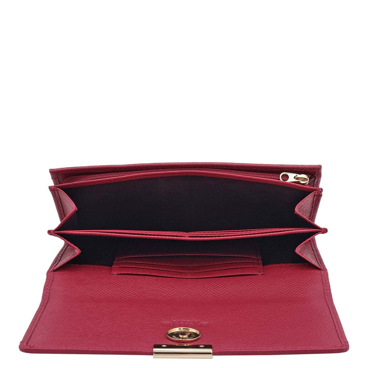 Croco Franzy Leather Ladies Wallet - Plumberry