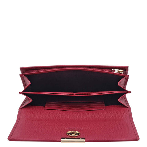 Croco Franzy Leather Ladies Wallet - Plumberry