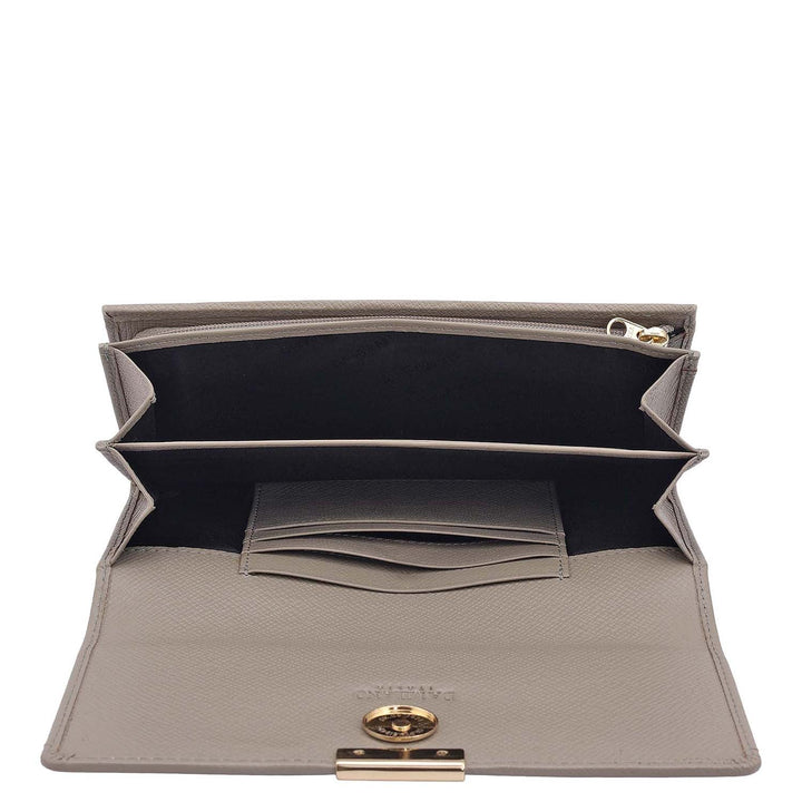 Croco Franzy Leather Ladies Wallet - Stone Grey