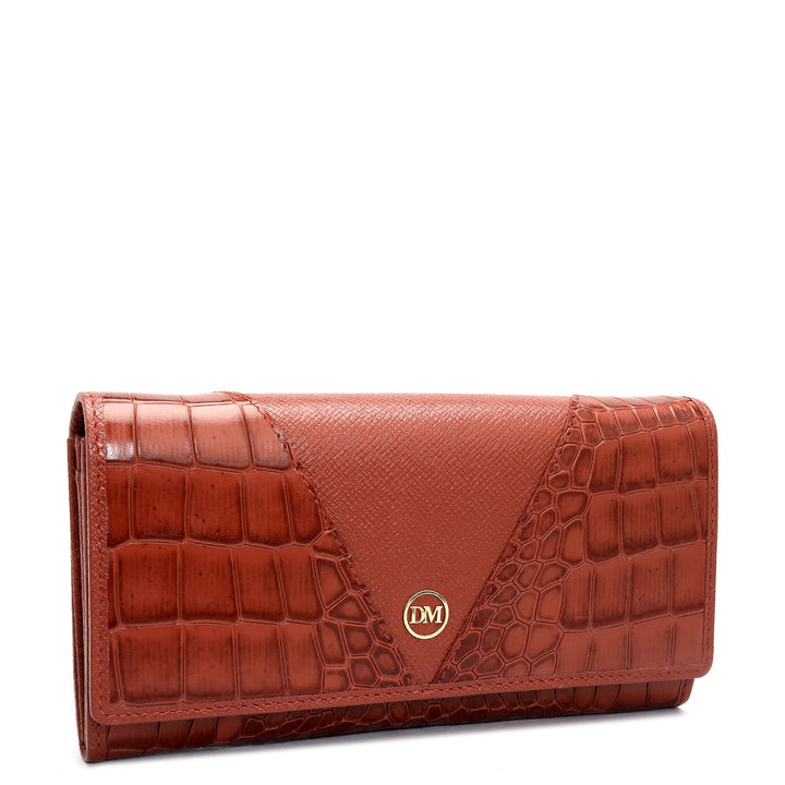 Croco Franzy Leather Ladies Wallet - Brick