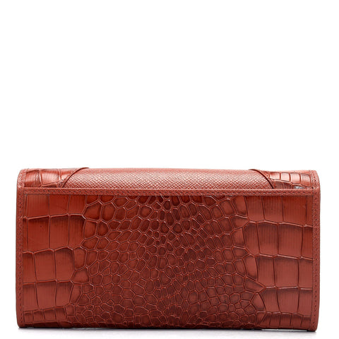 Croco Franzy Leather Ladies Wallet - Brick