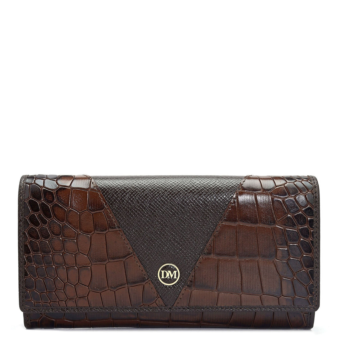 Croco Franzy Leather Ladies Wallet - Brown