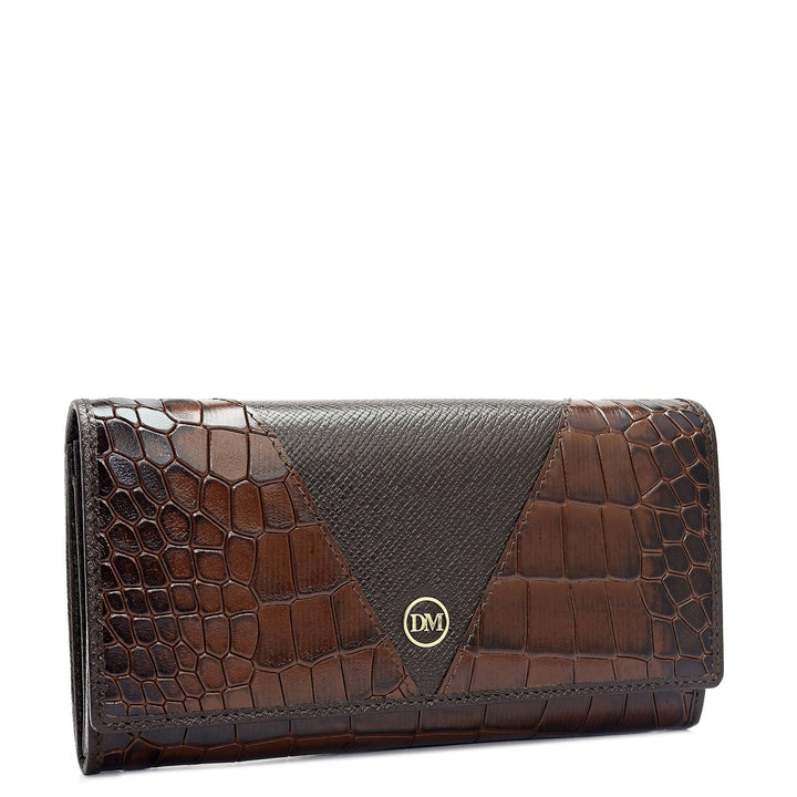 Croco Franzy Leather Ladies Wallet - Brown