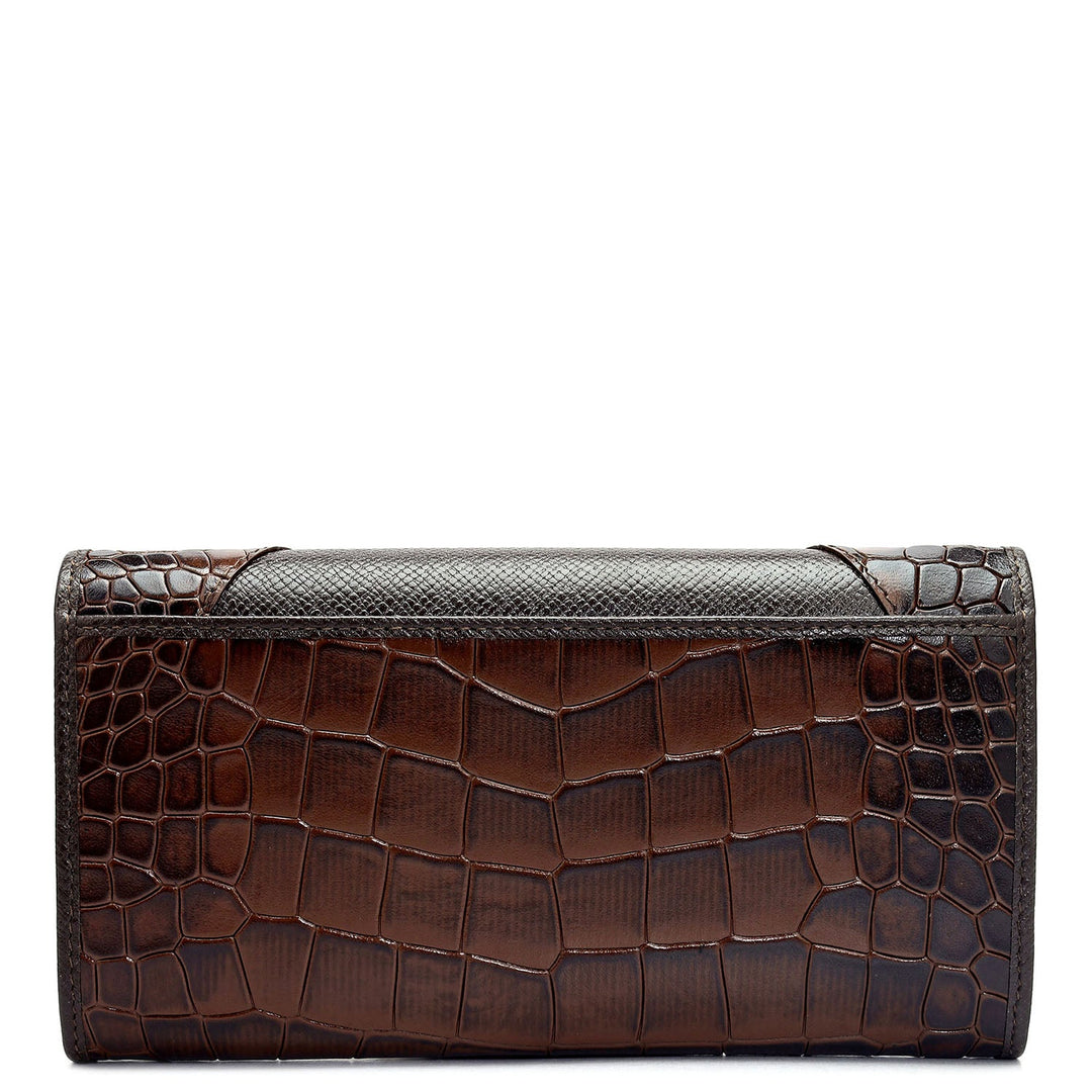 Croco Franzy Leather Ladies Wallet - Brown