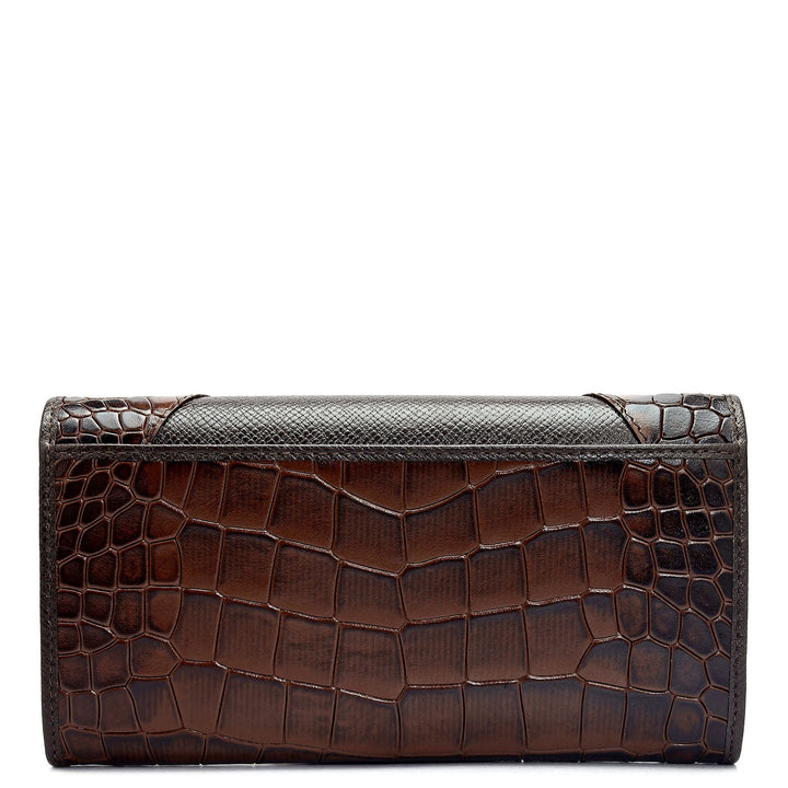 Croco Franzy Leather Ladies Wallet - Brown