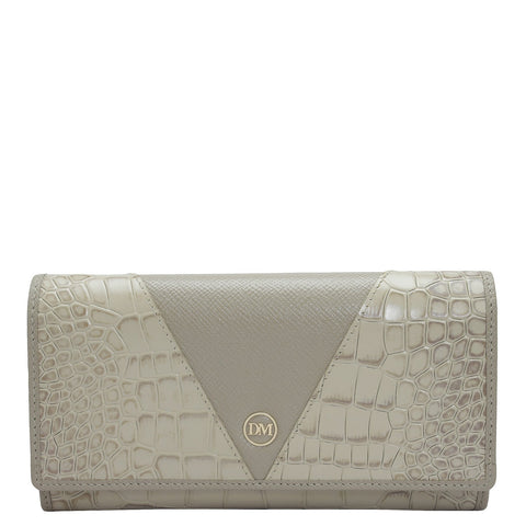 Croco Franzy Leather Ladies Wallet - Frost