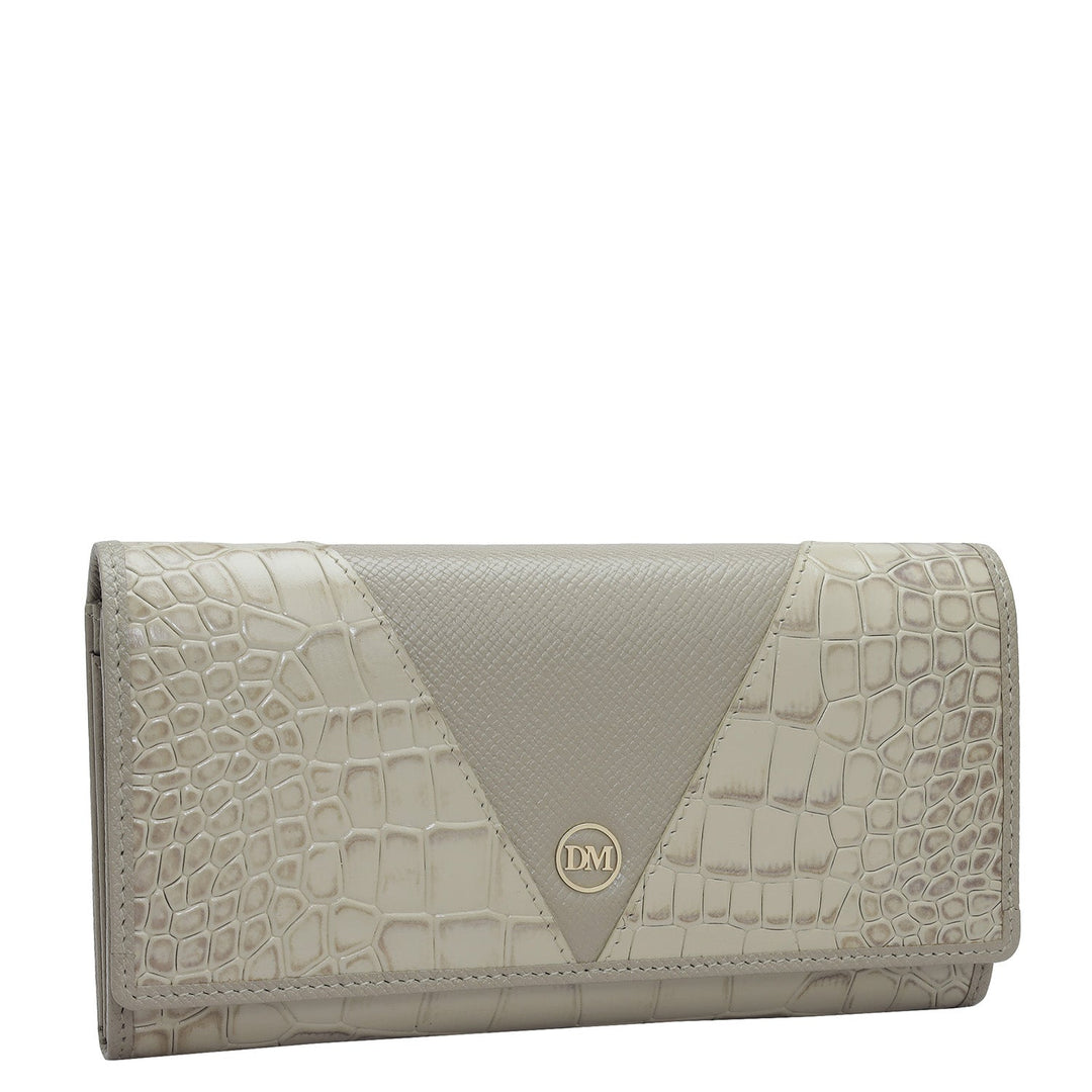 Croco Franzy Leather Ladies Wallet - Frost